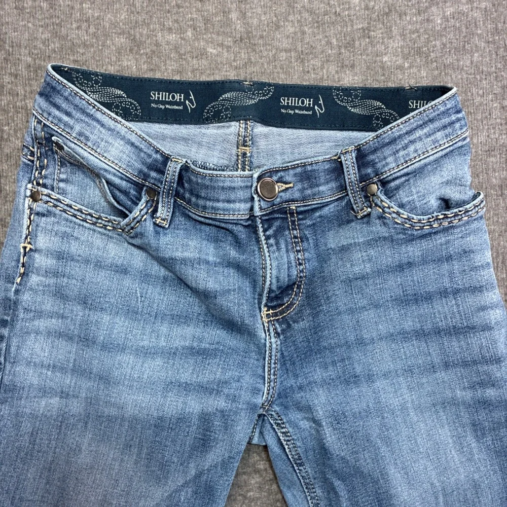 Wrangler Shiloh Riding Jeans Bootcut Womens 7x32 Blue Flex Waistband Embroidered